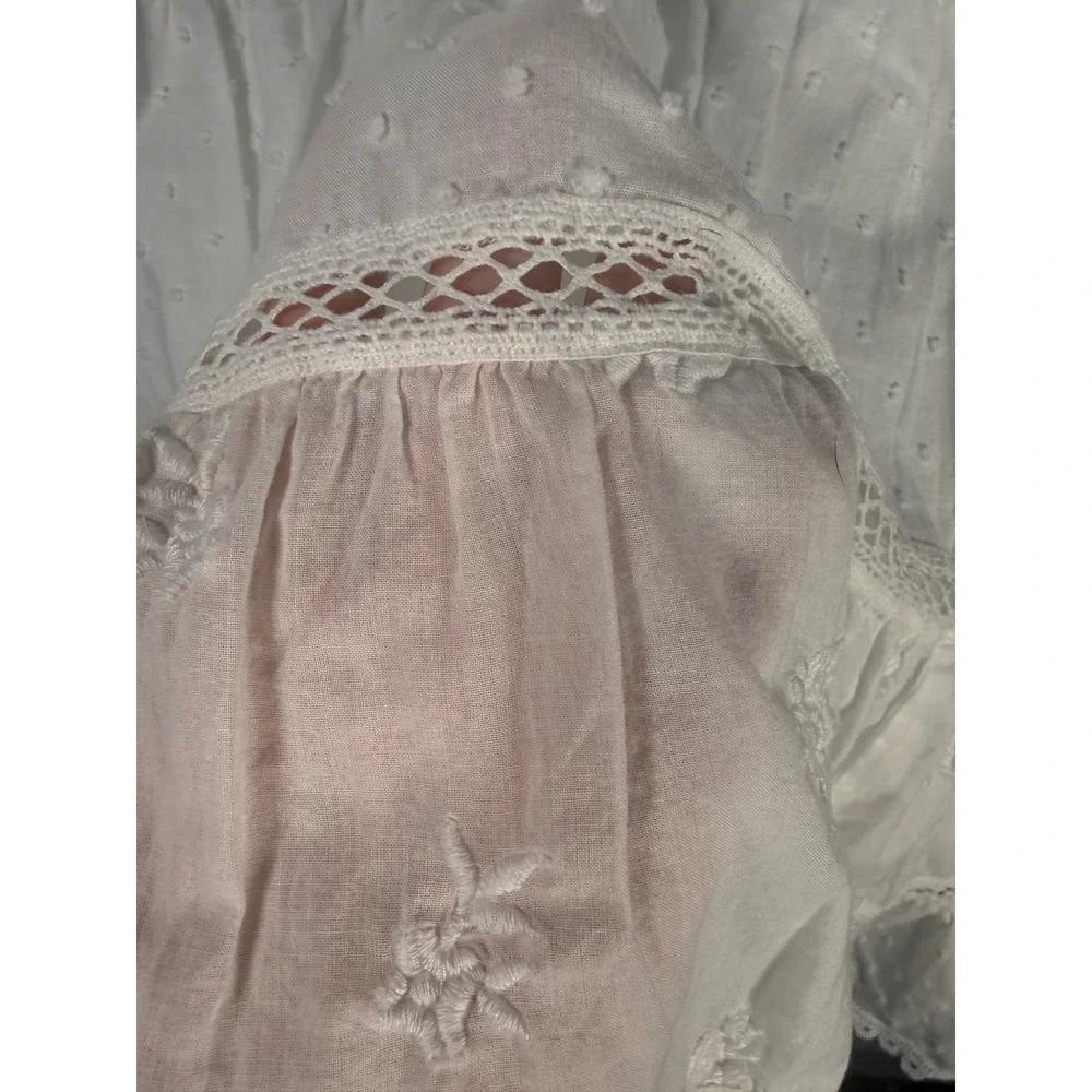 Abercrombie & Fitch White Embroidered Tiered Mini Dress Boho Cottagecore XL - Picture 9 of 11